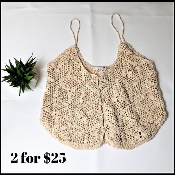 La Hearts Tops - 2 FOR $25! LA HEARTS Cropped Crocheted Tank Top, M